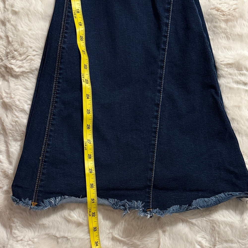 Lucky & Blessed Dark Blue Flare with Raw Hem Jeans, Size 18 - Picture 7 of 10